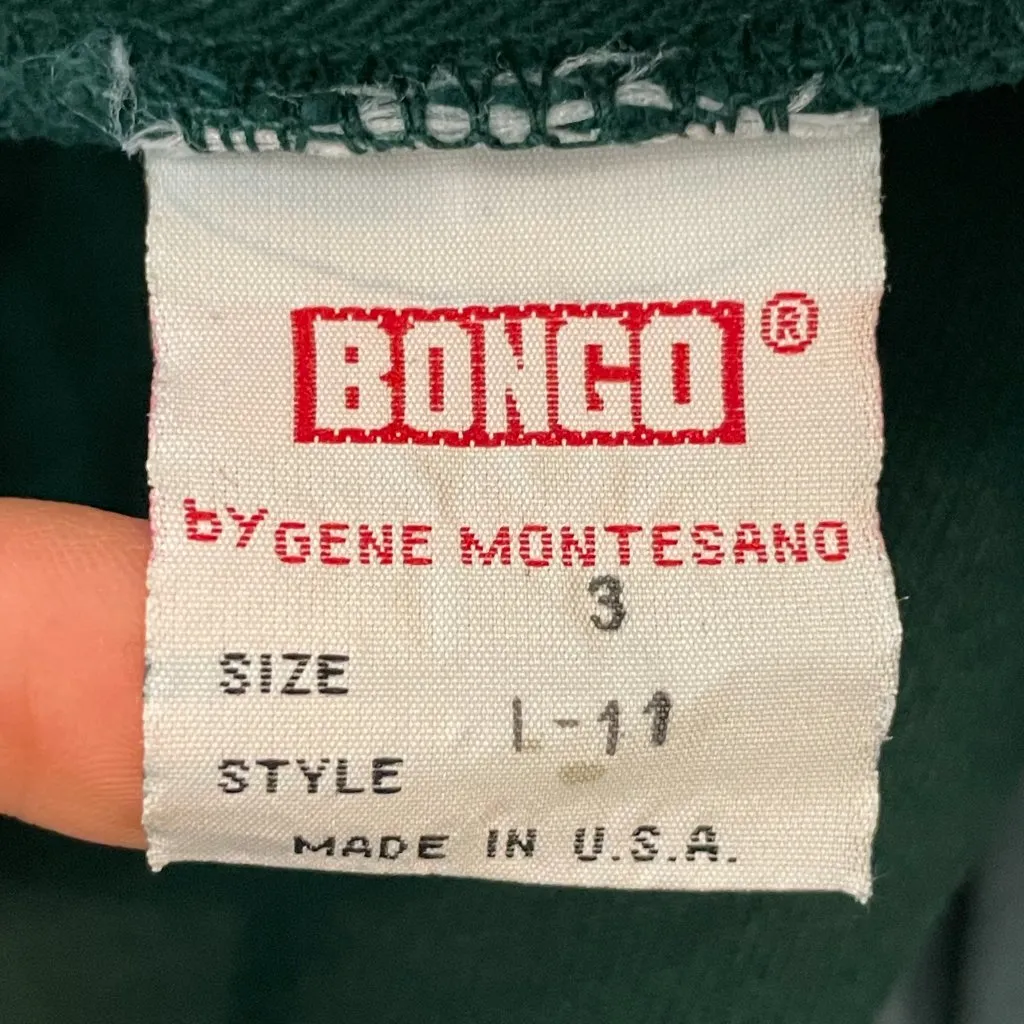 Vintage Bongo Jeans Green Juniors Size 3 Tapered Leg Retro 90s Ankh Peace Love‎ - Image 3