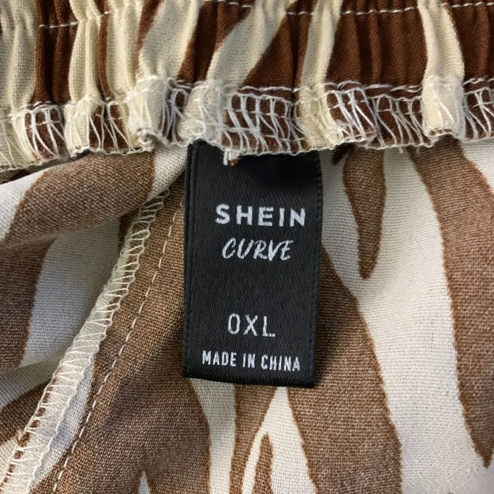 Shein Curve Zebra Print High Rise Shorts XL Brown Tan Tie Belt Elastic Waist - Image 4