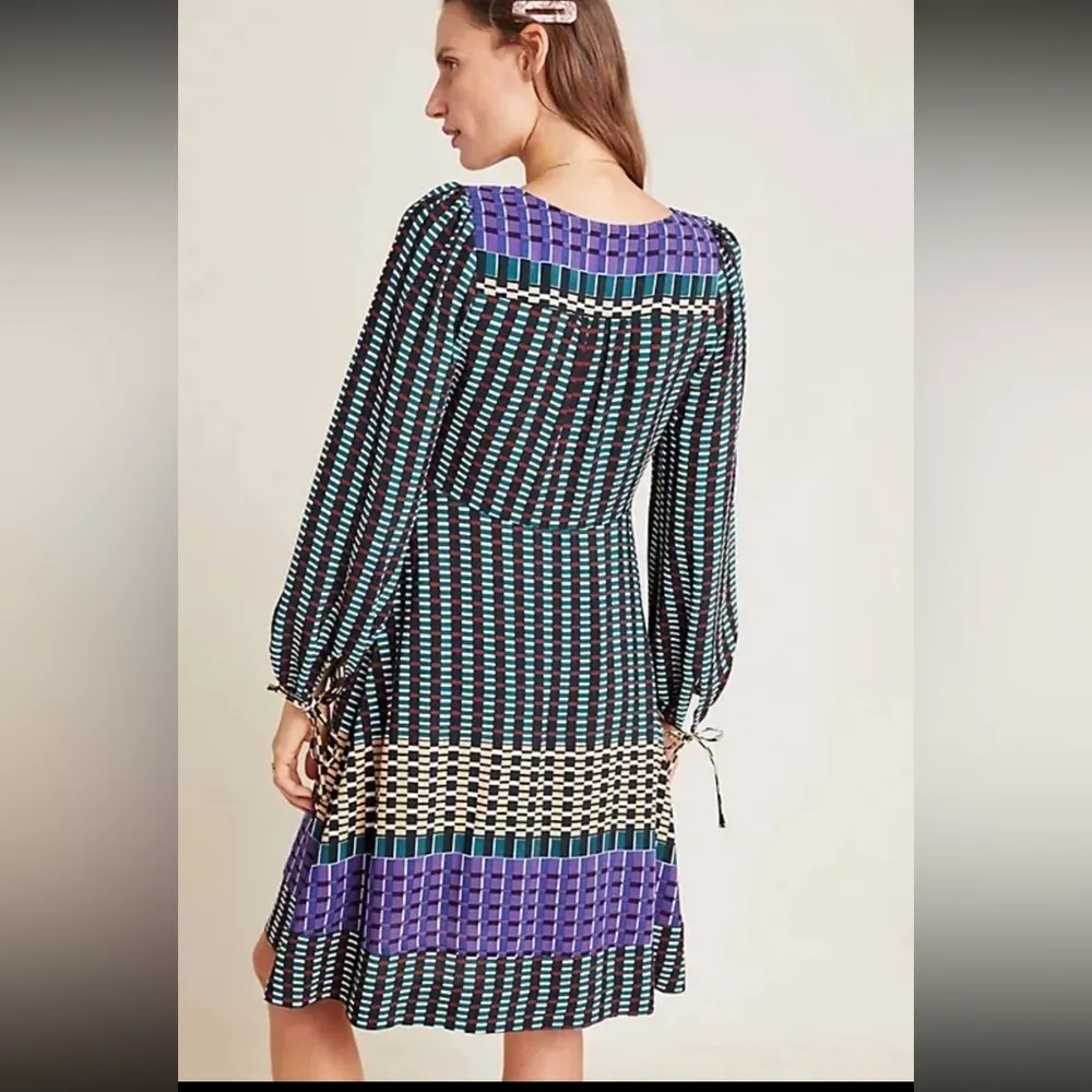 Anthropologie Maeve Gianna Long Sleeve Tunic Mixed Print Multicolor Dress Size 2 - Image 2