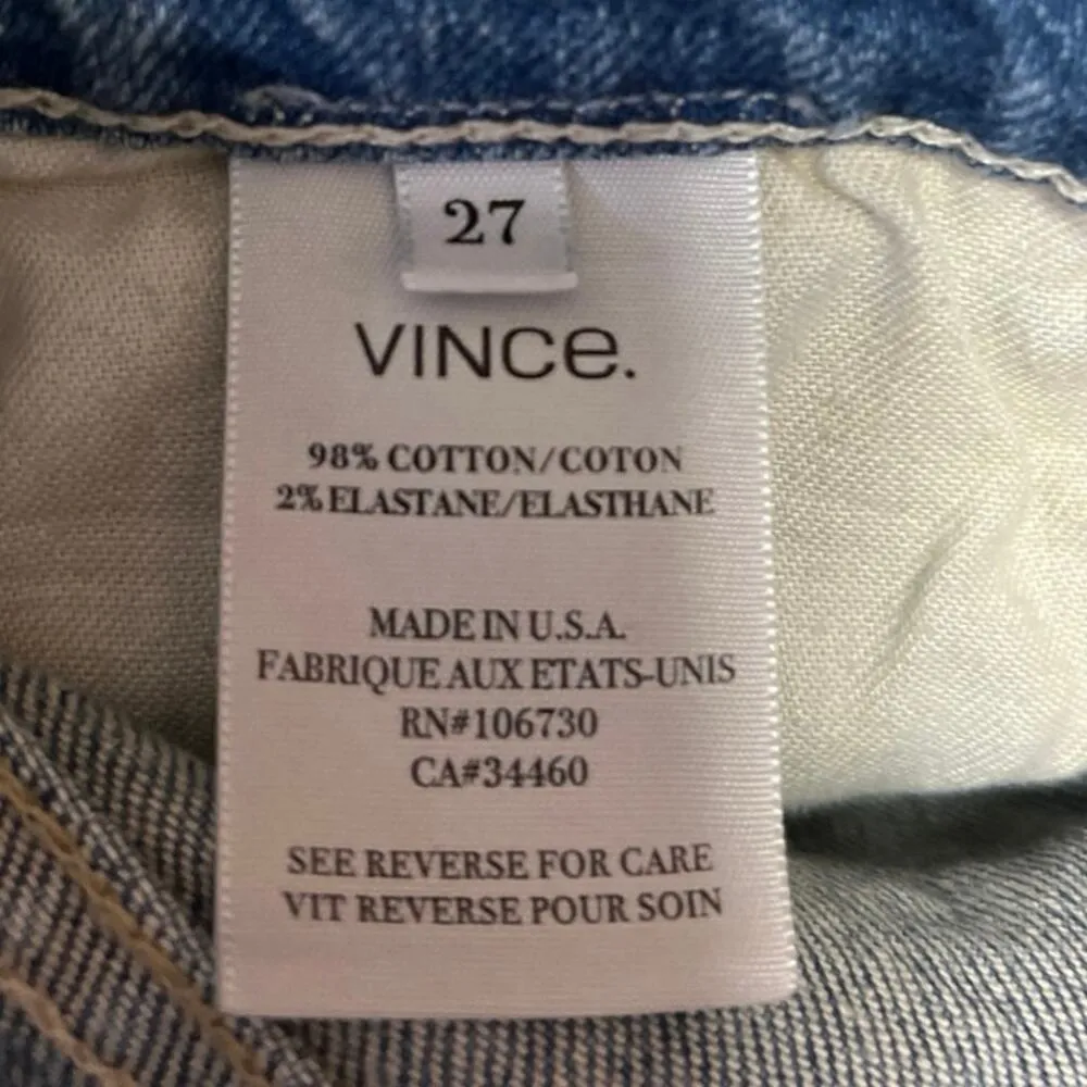 Vince Blue Distressed Mid Rise Medium Wash Raw Hem Cut Off Denim Jeans Shorts 27 - Image 5