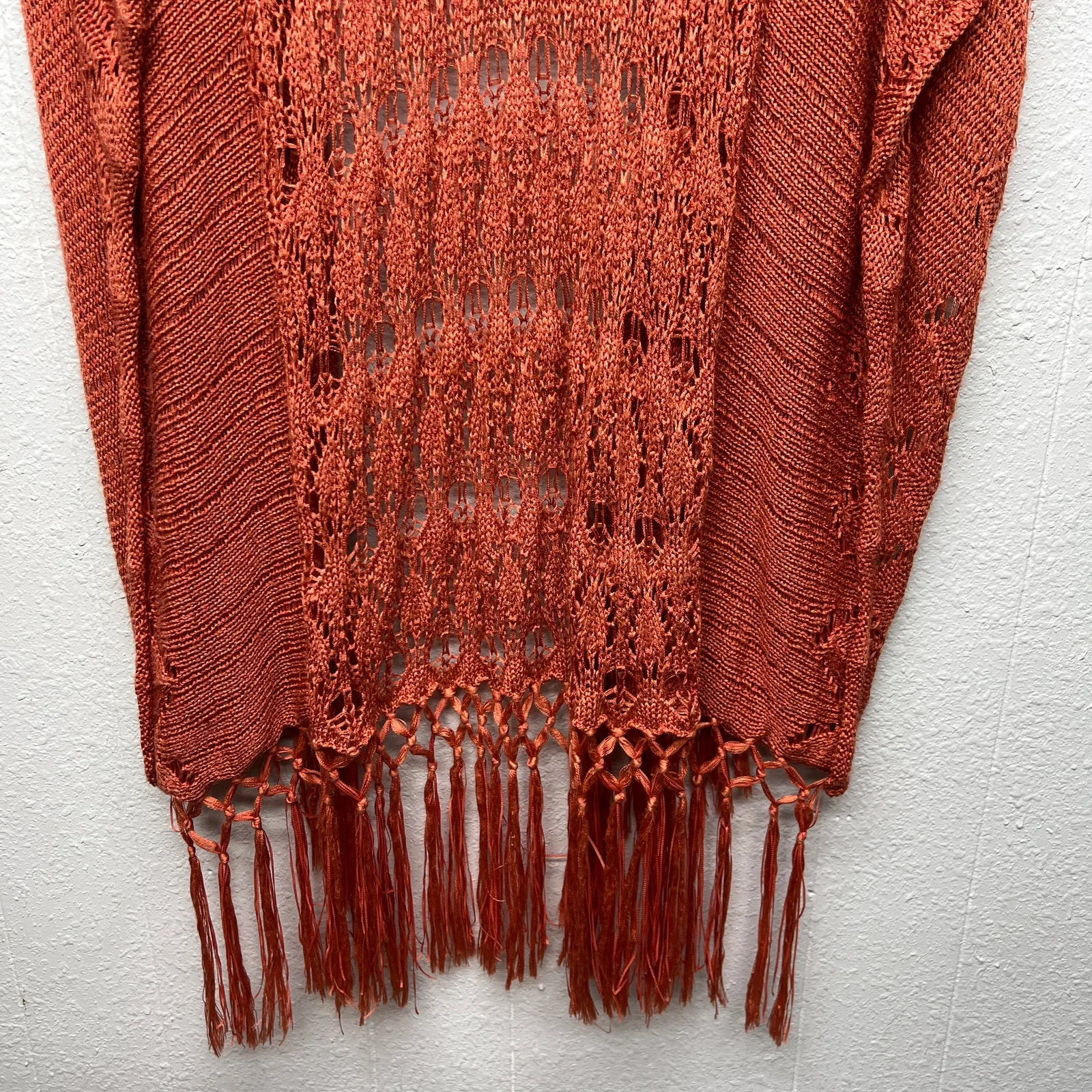 Flying Tomato Fringe Cardigan Womens M/L Open Knit Boho Festival Western Country - Image 10