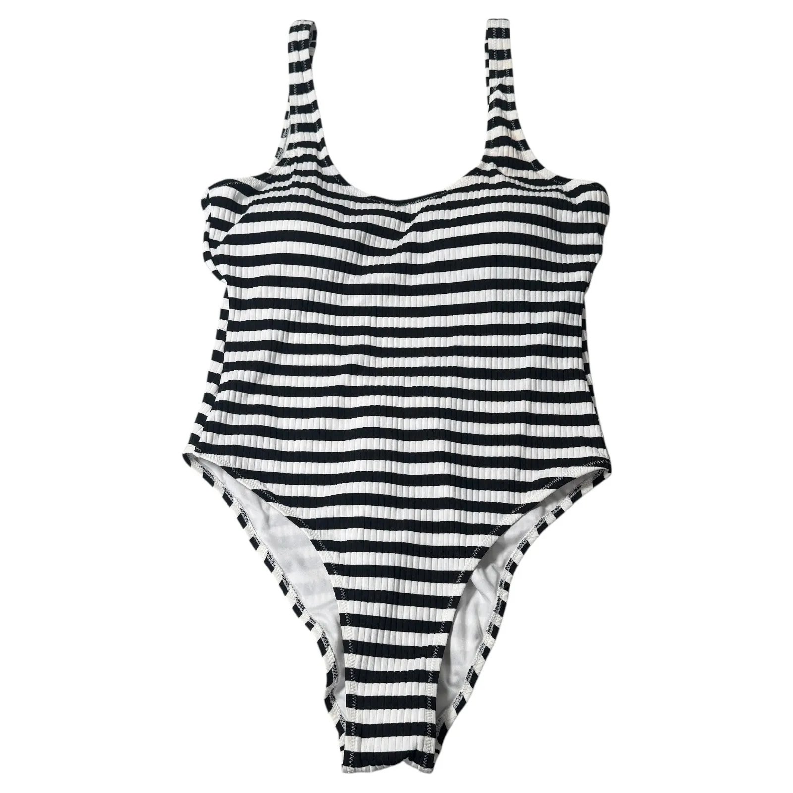 Swimsuits For All Ashley Graham Black White Stripe Ribbed One Piece Swim Size 10 - Image 2