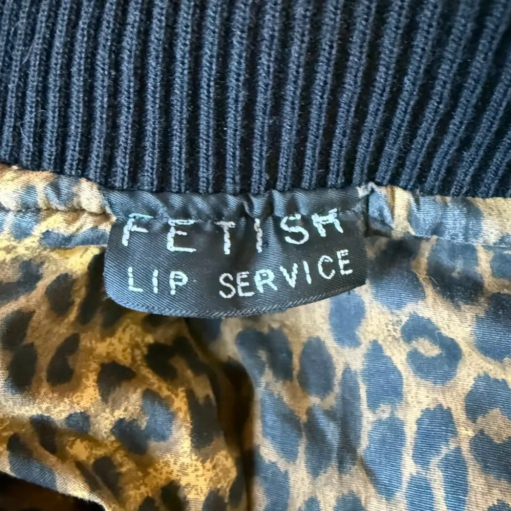 Vintage Lip Service Punk Goth Y2K Black Faux Fur Bondage Bomber Jacket L - Image 12