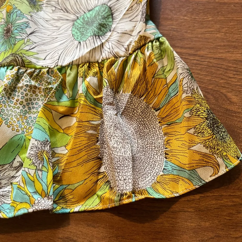 Liberty of London for Target Yellow Green Sunflower Floral Boho Top Blouse XS - Image 2