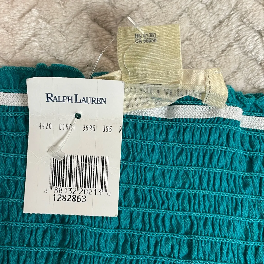 Denim & Supply Ralph Lauren Teal Gold Print
Smocked Strapless Boho Maxi Dress XL - Image 8