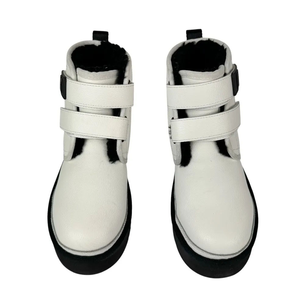 UGG Womens Neumel Platform Leather Boots Sz 6 White Straps Lined - Image 2