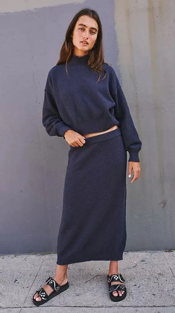 FREE PEOPLE Navy Hailee Skirt Set S - Image 3