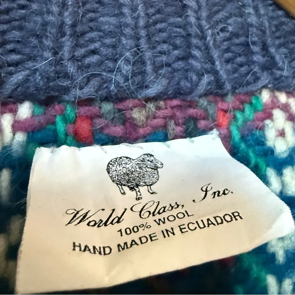 Vintage Handwoven Wool Cardigan - Image 3