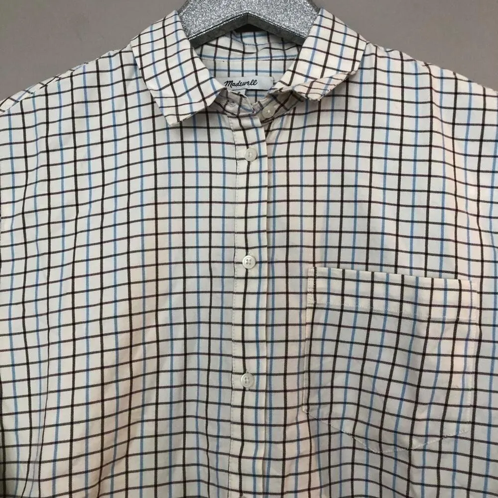 Madewell Oversized Ex Boyfriend Plaid Cotton Button Down Shirt NEW - Image 7