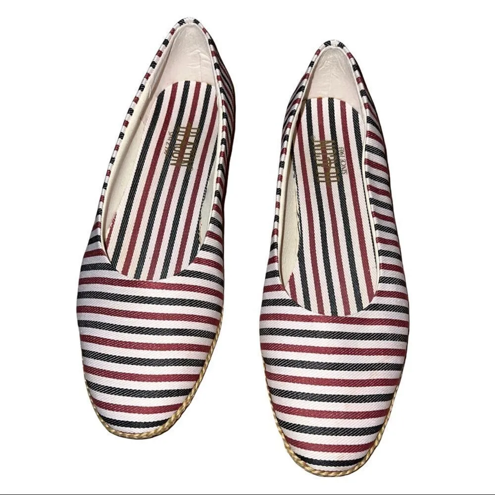Beacon brand red white and navy blue or black striped comfy shoes Size 10 - Image 3