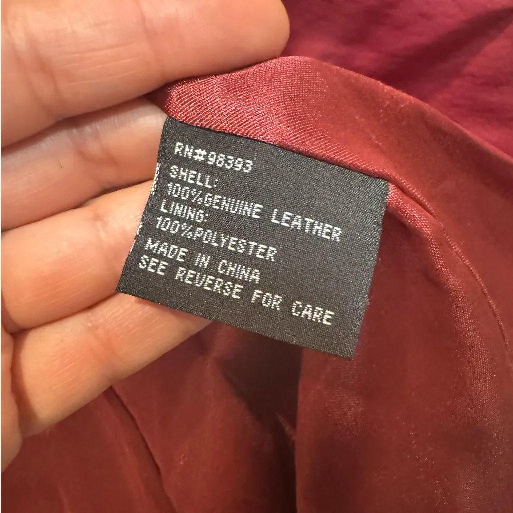 Vintage Y2K Pamela McCoy Red Leather Blazer Jacket Medium - Image 5