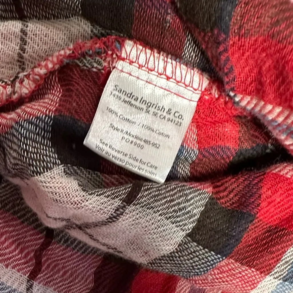 Sandra Ingrish • Size S Button Up Shirt Pockets Plaid Red Multi Casual Collar - Image 8