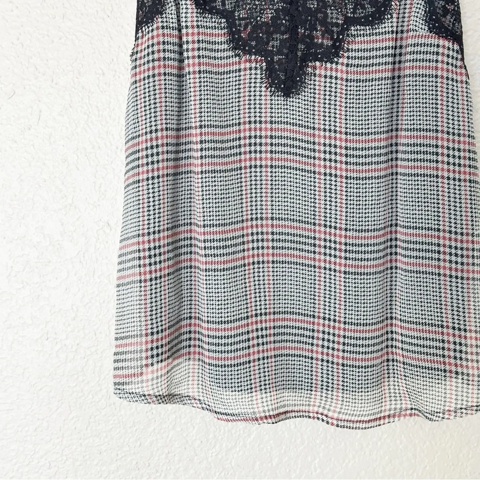 Abercrombie & Fitch Womens Lace Trim Tank Top Grunge Punk Houndstooth Y2K‎ XS - Image 4