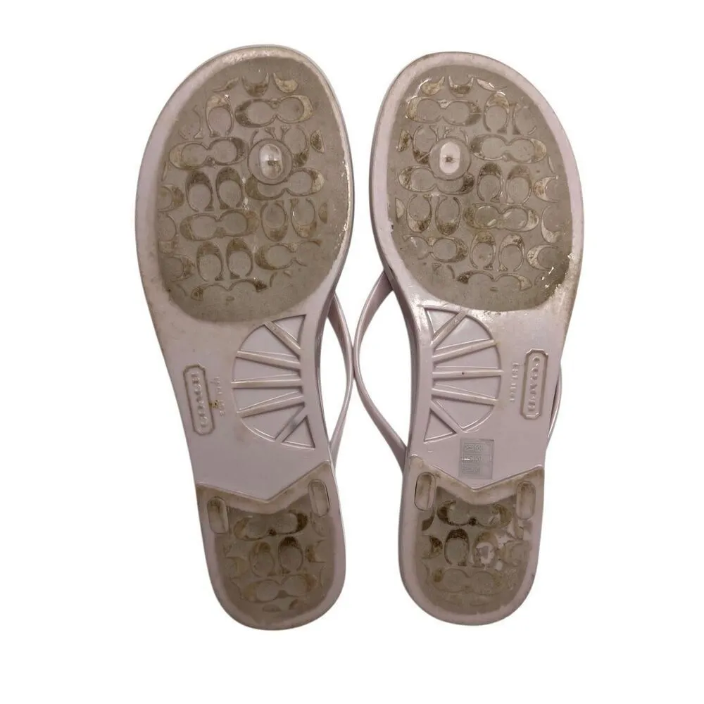 Coach Landon Jelly Flip Flops Summer Cruise Pink Striped 9B/39 Vacation Yuppie‎ - Image 5