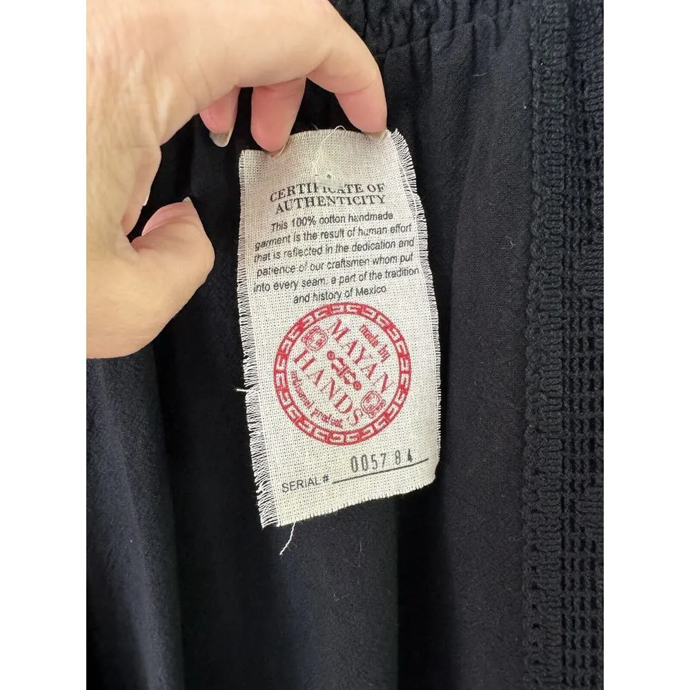 NWT Mr. Buho Black Flowy Smocked High Rise Wide Leg Crochet Beach Pants Large - Image 9