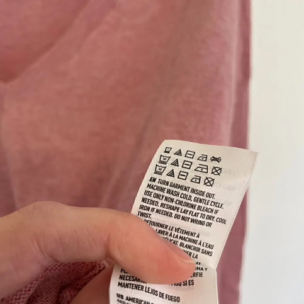 AMERICAN EAGLE Rose Pink Long Sleeve Lightweight Cotton Blend V-Neck Sweater XS - Image 12