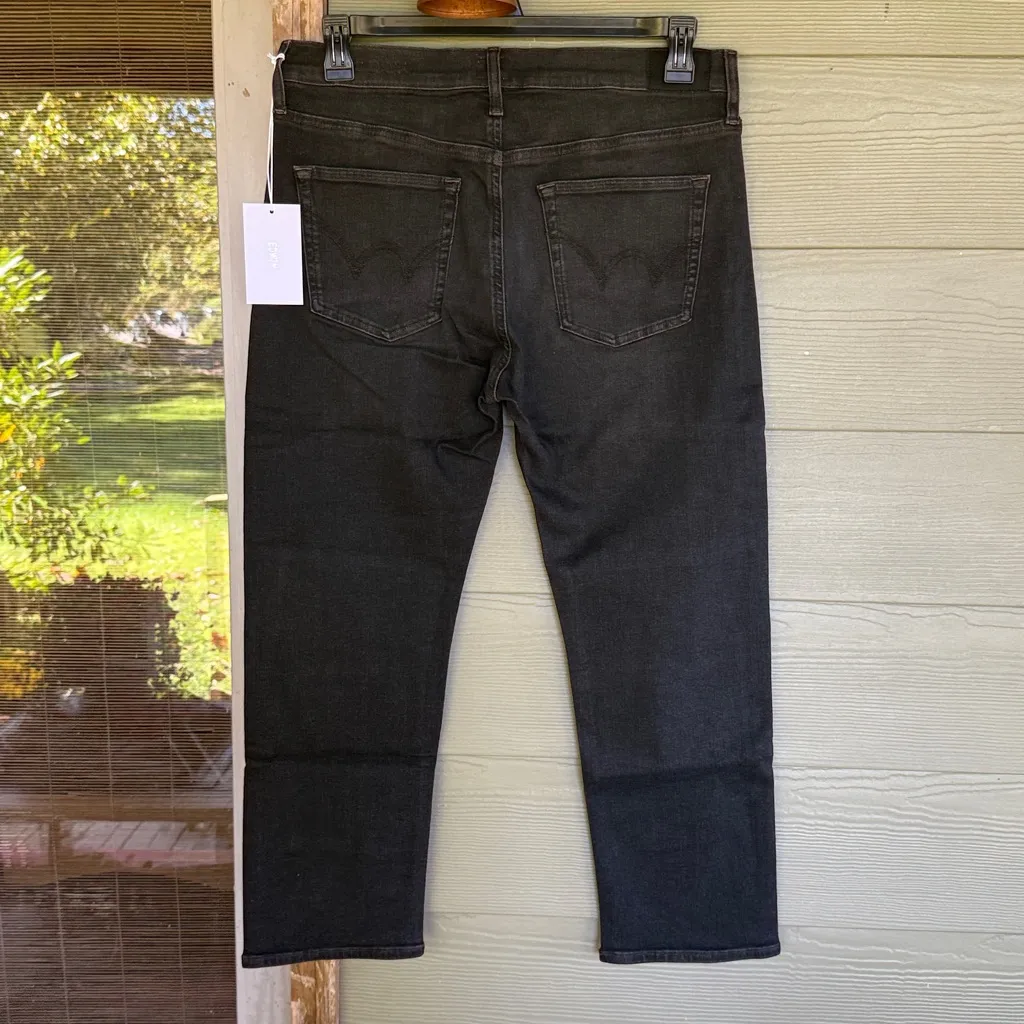 Edwin “Elin” Cropped Jeans in Blackstone Black Size 32 - Image 3