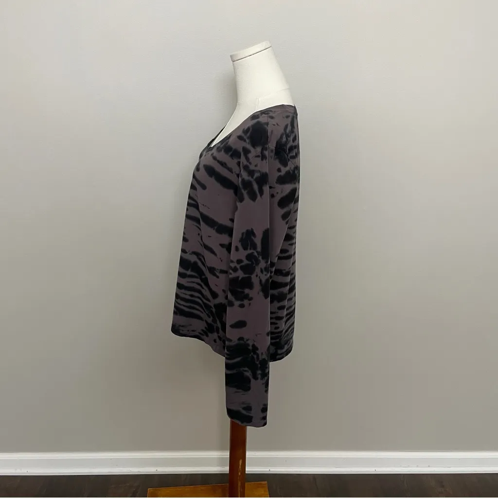 Pact Top Long Sleeve Abstract Acid Wash Bleach Dyed Organic Cotton Black Purple - Image 5