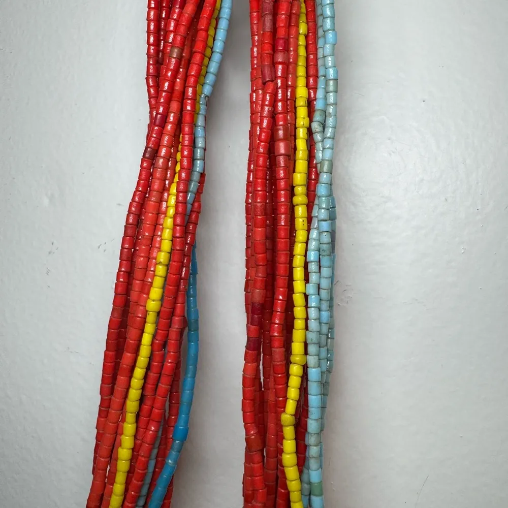 Vintage Fulani African trade beads necklace glass collectible Nigeria Red - Image 13