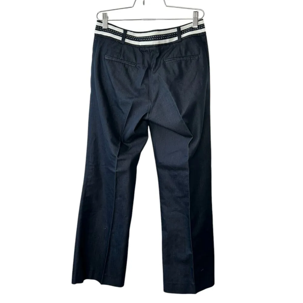 Willi Smith Blue w/ White Faux Belt Flat Front Straight Fit Ankle Length Pants 6 - Image 4
