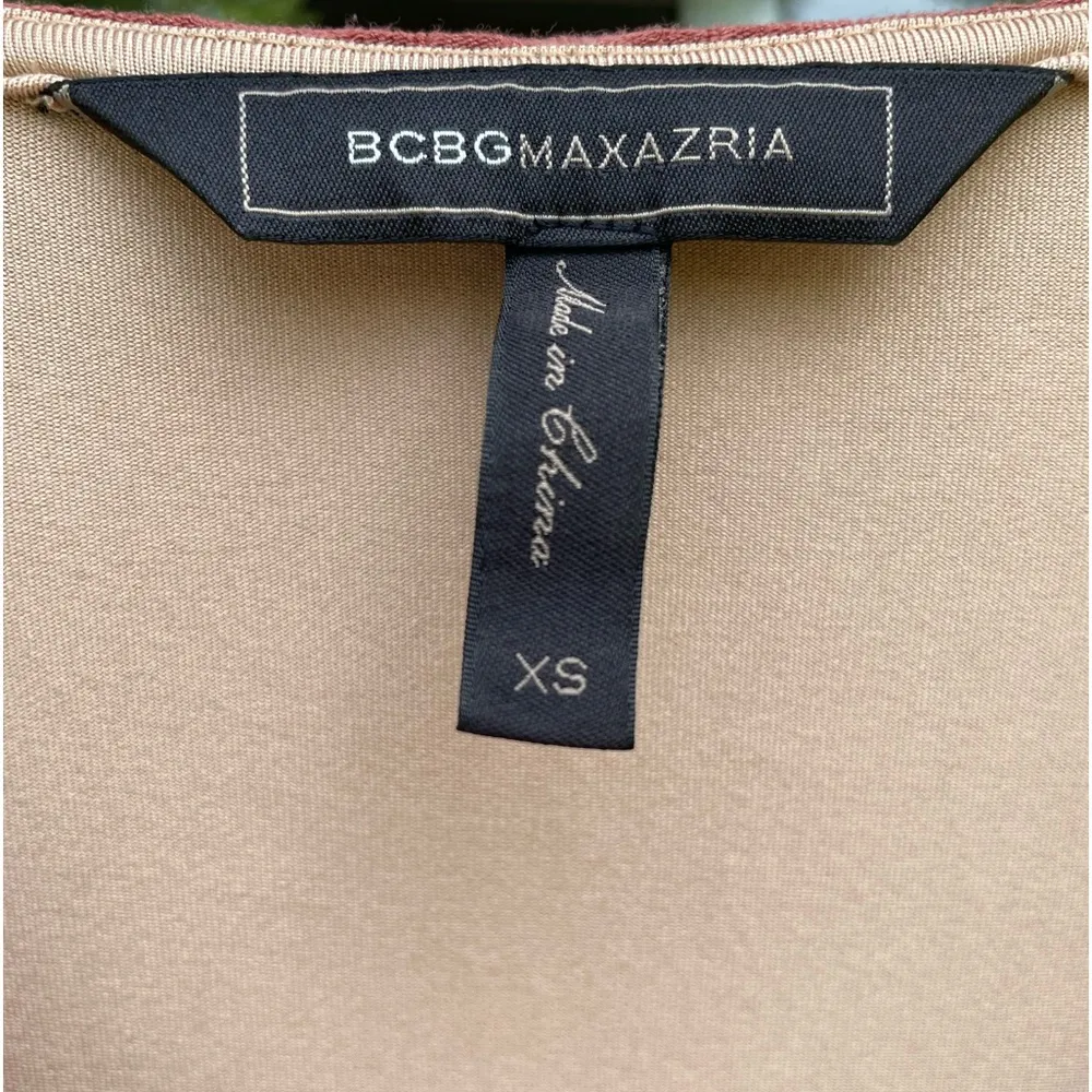 BCBG Kinley Long Sleeve V Neck A-Line Dress Pink Dark Blush Lined Size XS - Image 7