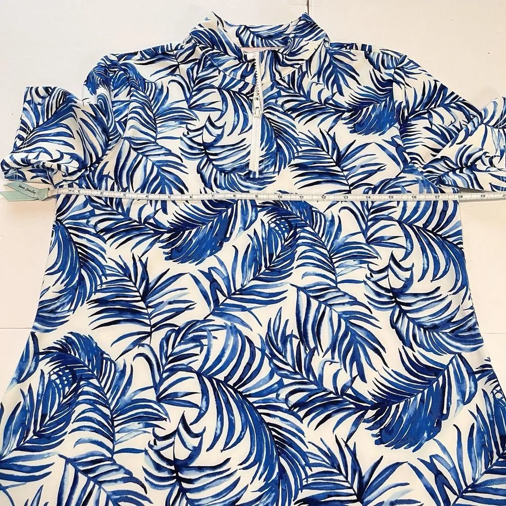 Tommy Bahama Blue Palm Leaf‎ 1/4 Zip UPF50 Active Dress LARGE Athleisure - Image 8