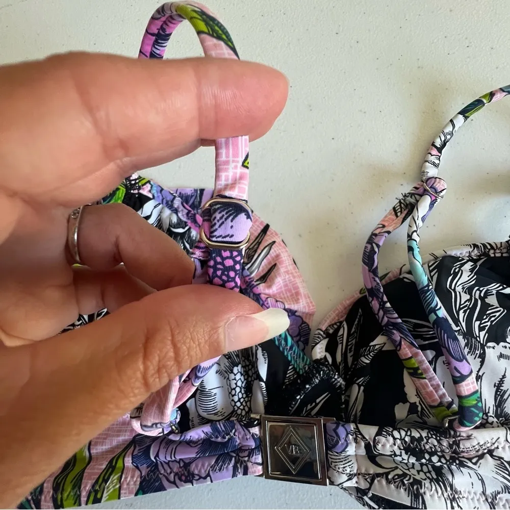 Meadow & meadow eva bikini floral pink black size small 2 piece - Image 7