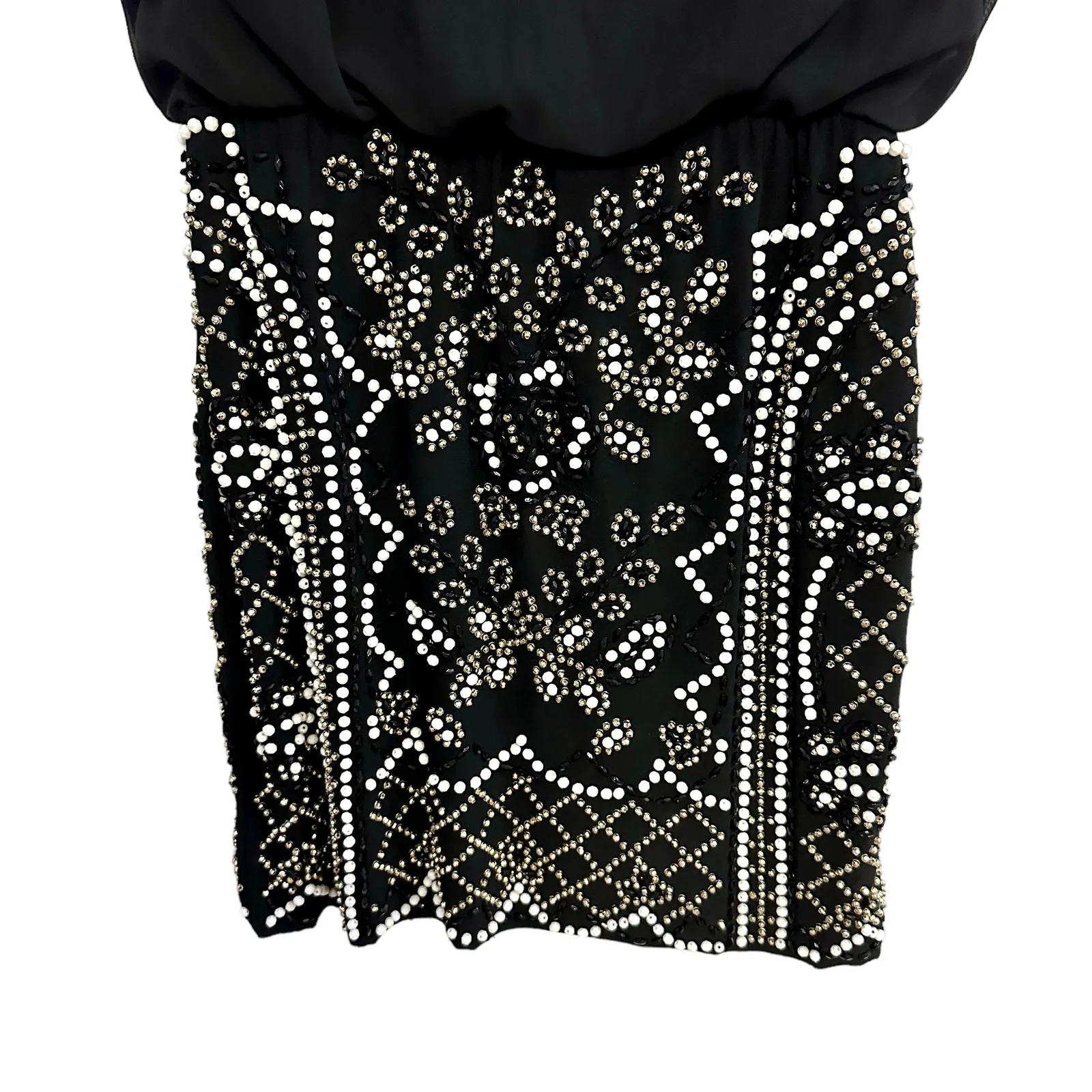 Xscape Black Mini Dress Beaded Skirt - Image 3