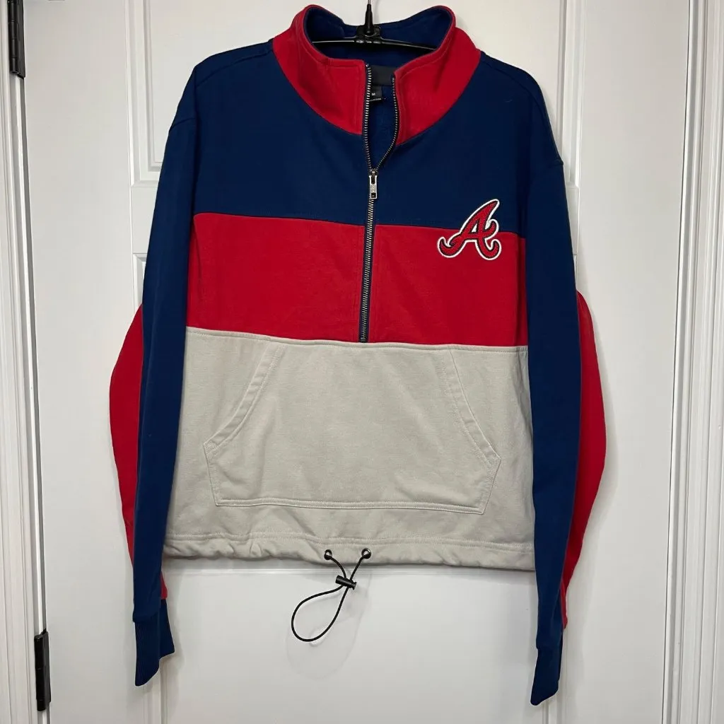 Atlanta Braves The‎ Wild Collective Pullover Women's Size M Red/Navy Color Block Red Size M - Image 2