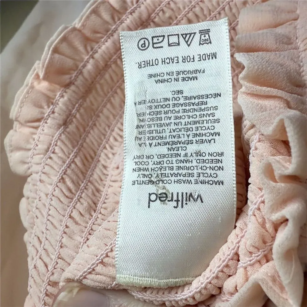 Aritzia Wilfred Tempest Women's Pink Saga Blouse Size Small Puff‎ Sleeve Smocked - Image 6