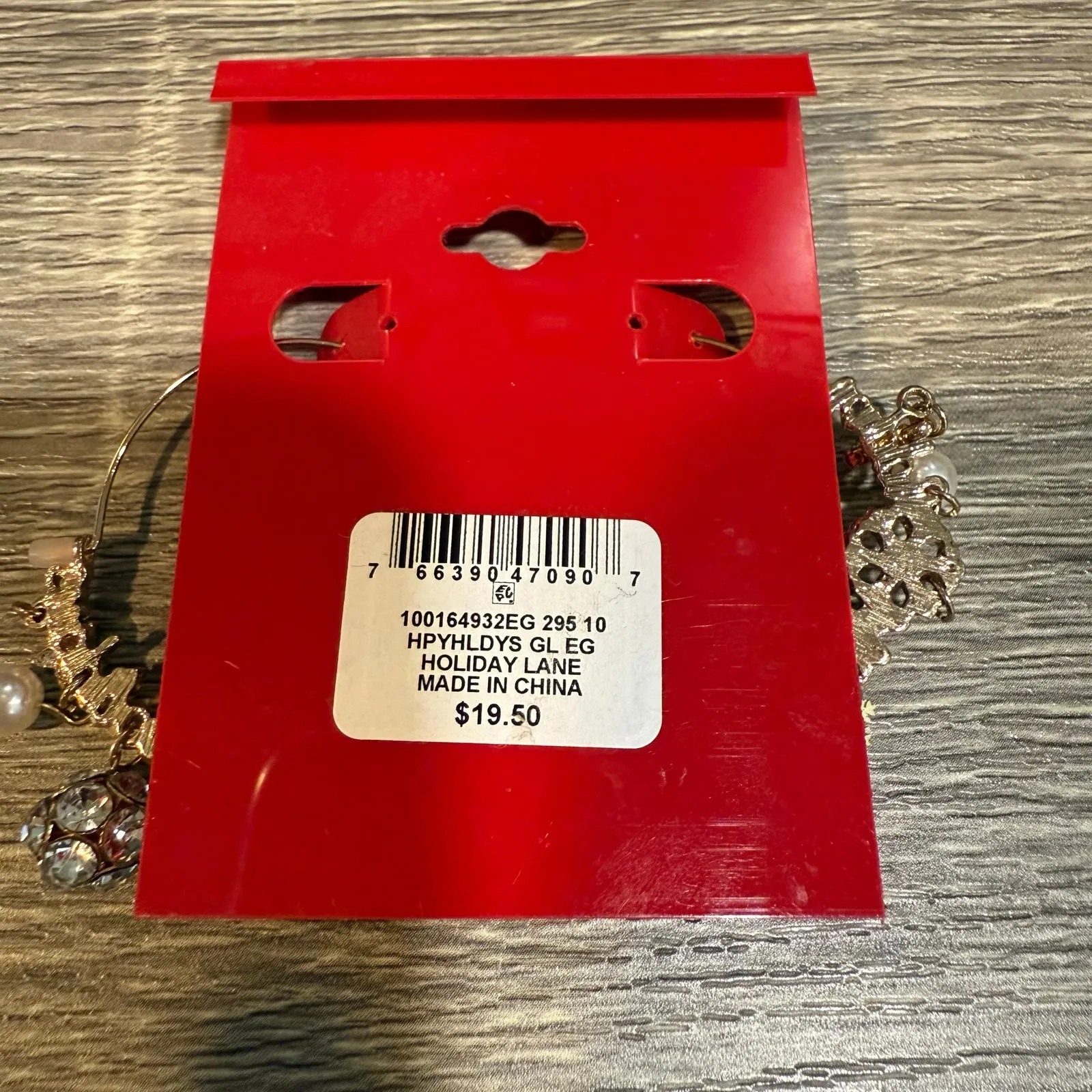 Holiday Lane Gold Happy Holidays Hoop Earrings NWT - Image 5