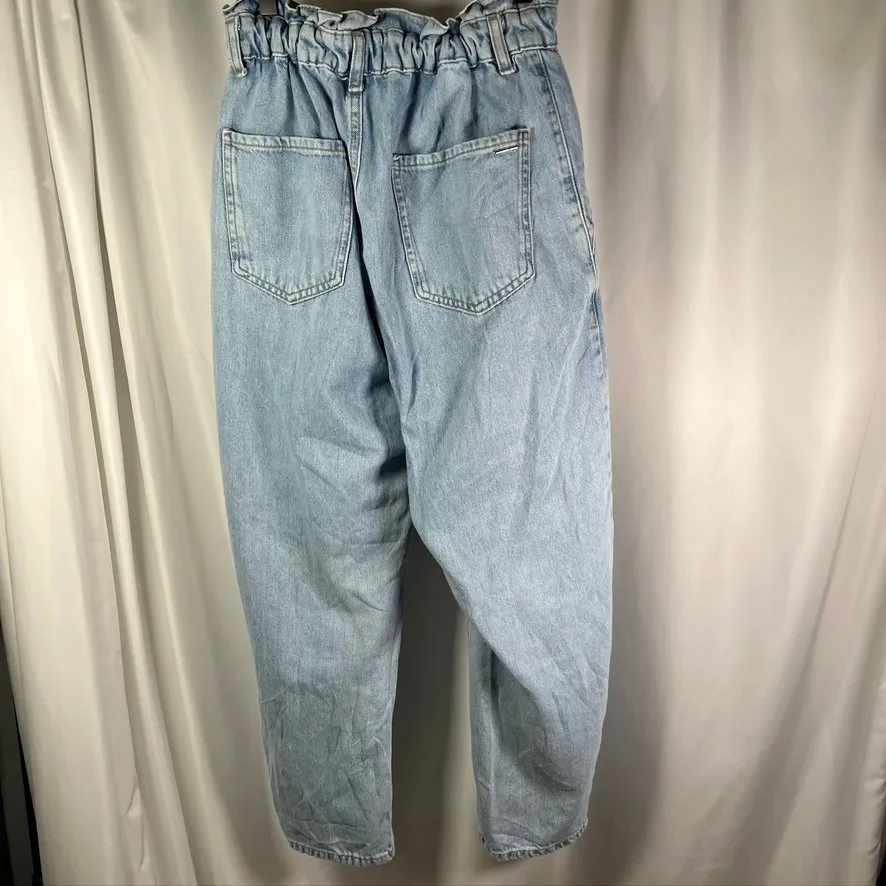 Zara Mom‎ Jeans Womens Size 6 Light Wash Denim Paper Bag Waist High Rise - Image 11