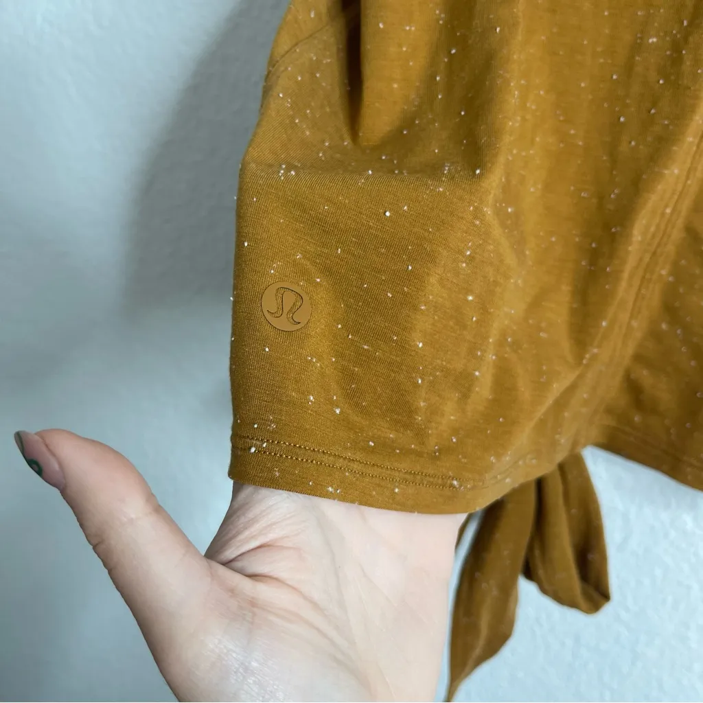 Lululemon Tank Top Mustard Tie Front Mock Neck Size 4 - Image 2