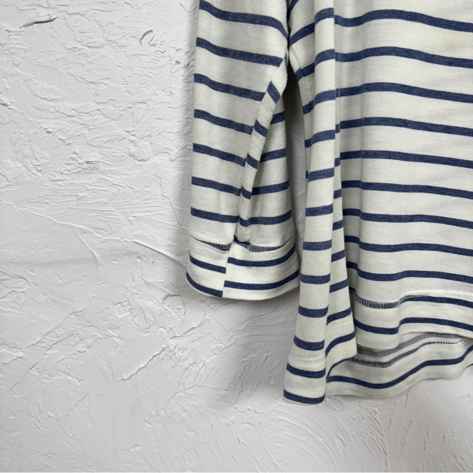 Fresh Produce Blue White Striped Tunic Sweater Women OS Beachy Oversized Slouchy - Image 2