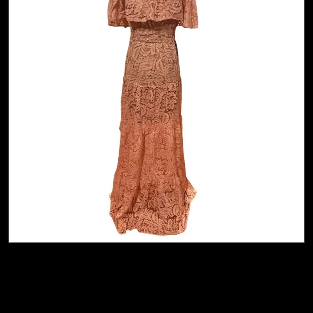 NWT dress the population Reese of the Shoulder rose‎ petal lace maxi dress XS - Image 10