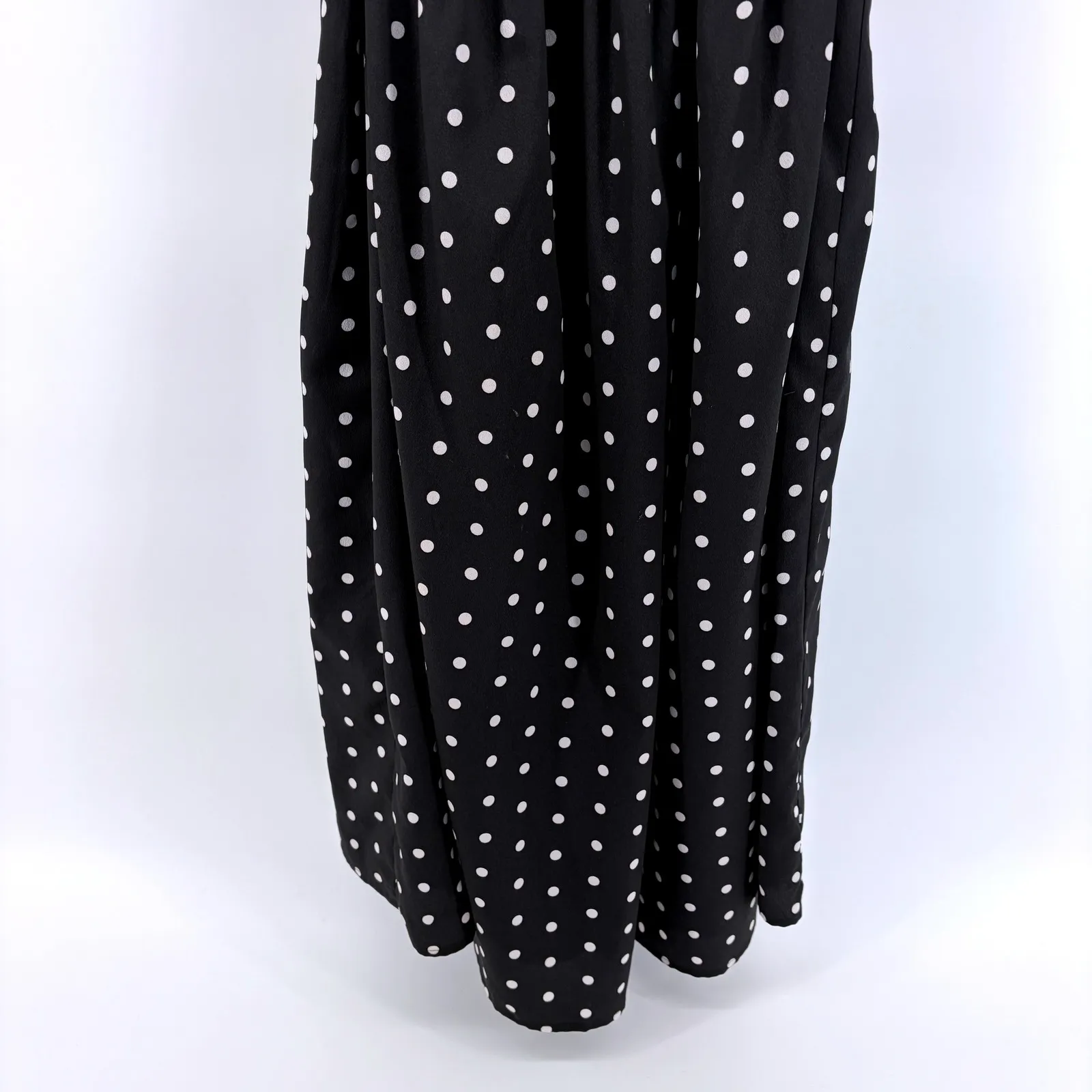 Talbots Petite Black White Polka Dot Sleeveless Belt Midi Dress 14WP Retro Pinup - Image 4