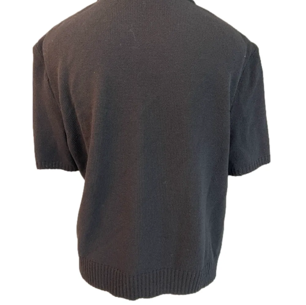 St. John Sport black short sleeved heavy knit cardigan sweater, cable knit Sz S - Image 3