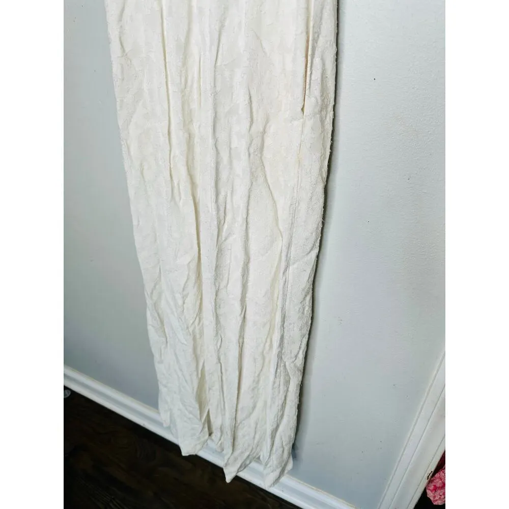 CLUB MONACO White Open Back V-Neck Textured Style Tie Back Jumpsuit Size 4 - Image 11