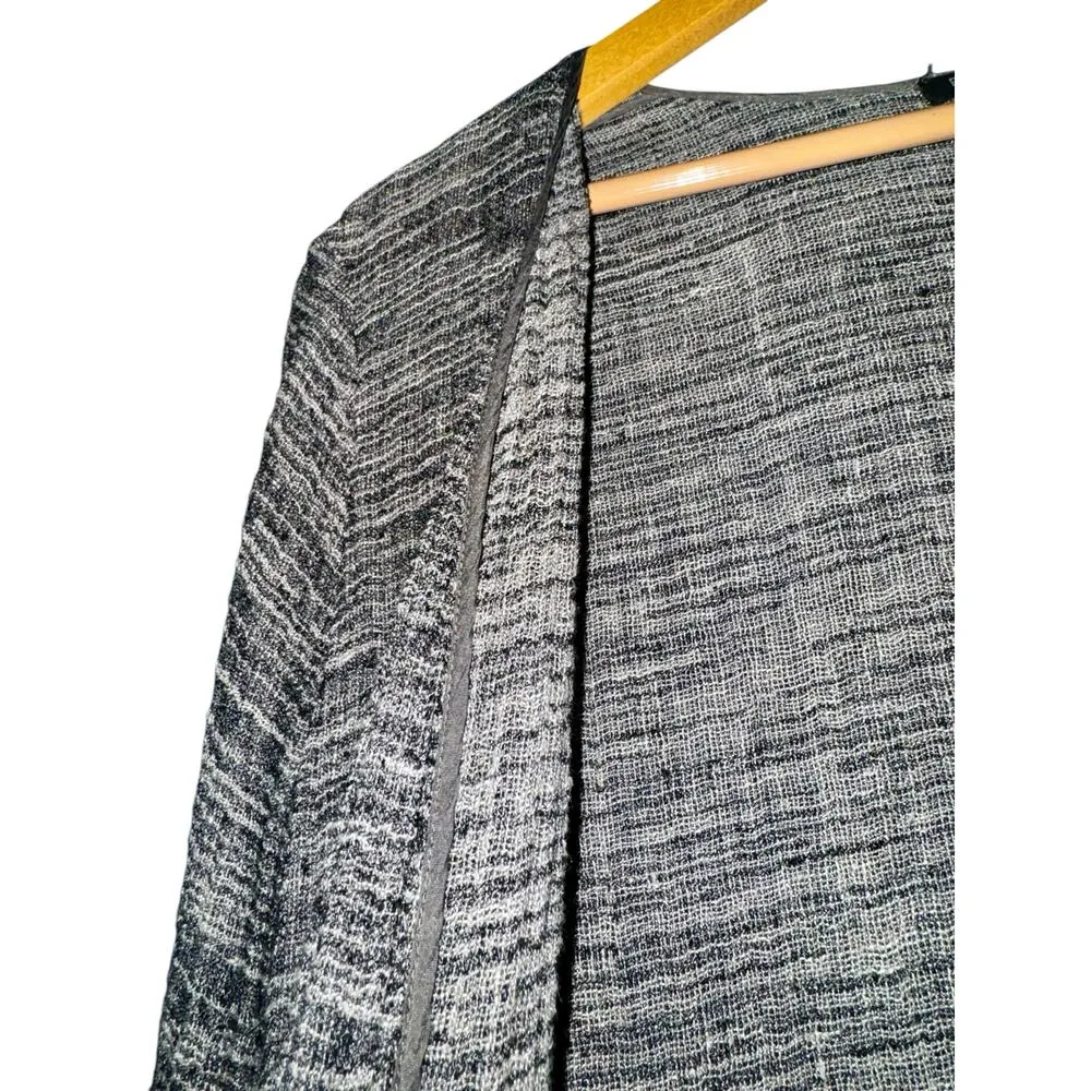 Eileen Fisher Linen Blend Silk Trim Longline Open Cardigan Womens PETITE Medium - Image 7