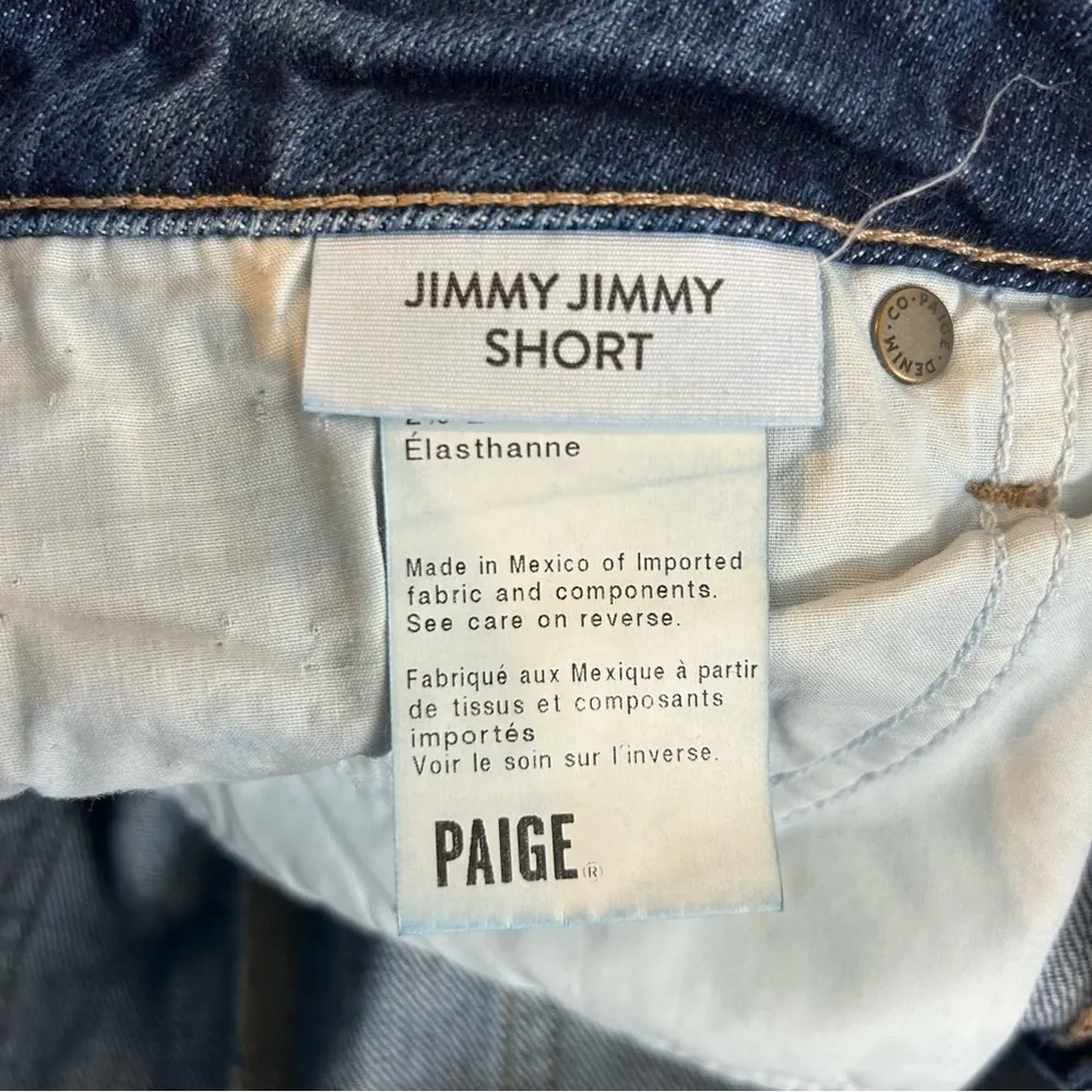 Paige Jimmy Jimmy Cuffed Blue Denim Distressed Jean Shorts Size 28 - Image 10