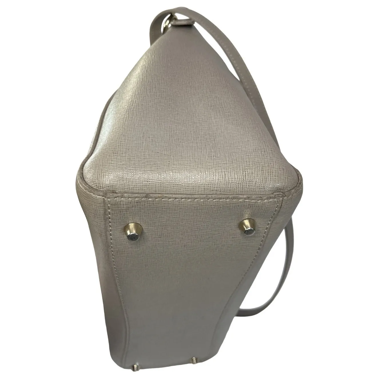 Furla Gray Saffiano Leather Satchel Tote Bag Crossbody Strap Italy Luxury - Image 15