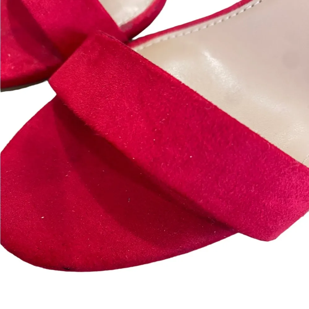 MERONA Red suede ankle strap block heel sandal Size 6.5 - Image 7