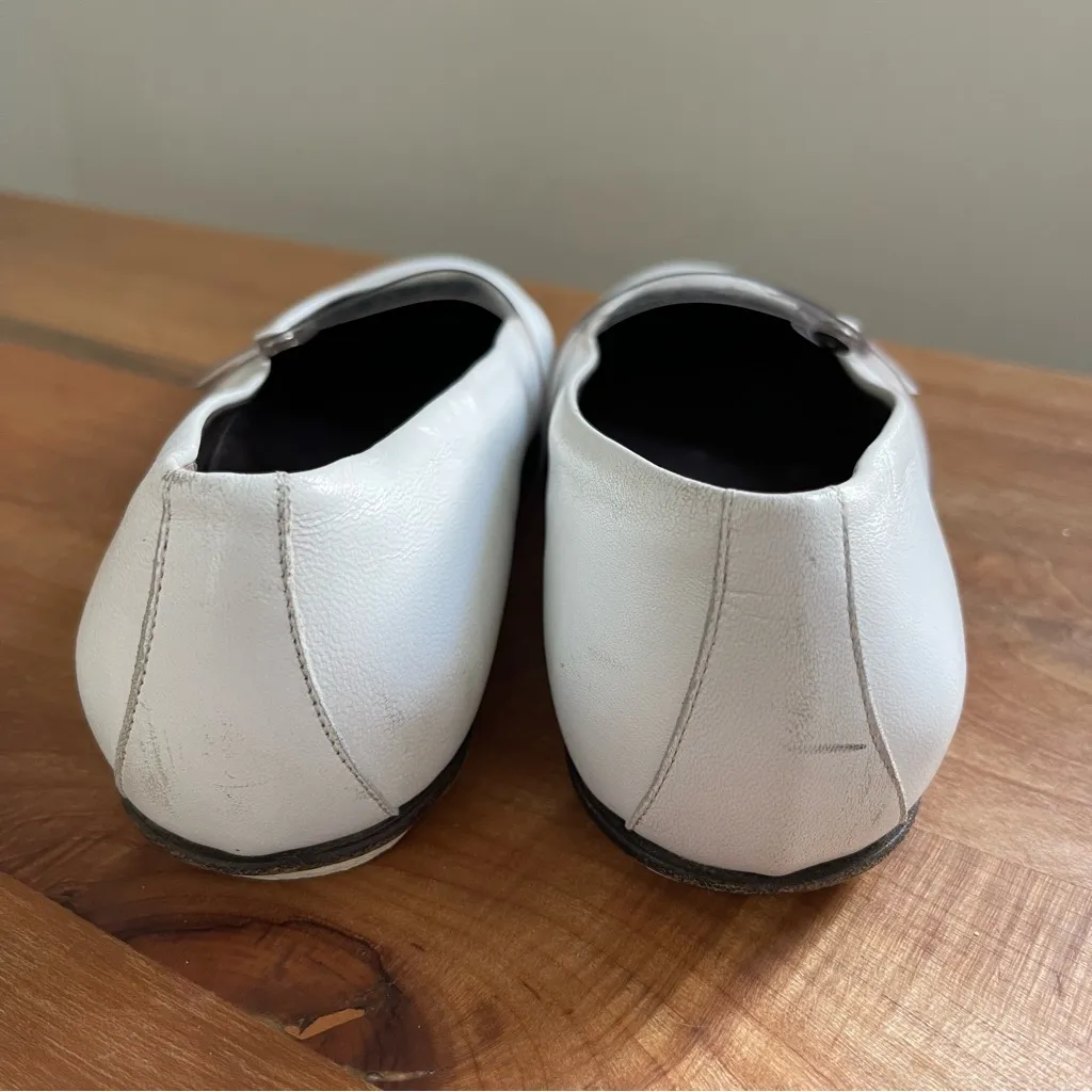 Vintage Jil Sander Mary Jane Flats White Leather Clear Strap Size EU 38.5 US 8.5 - Image 3