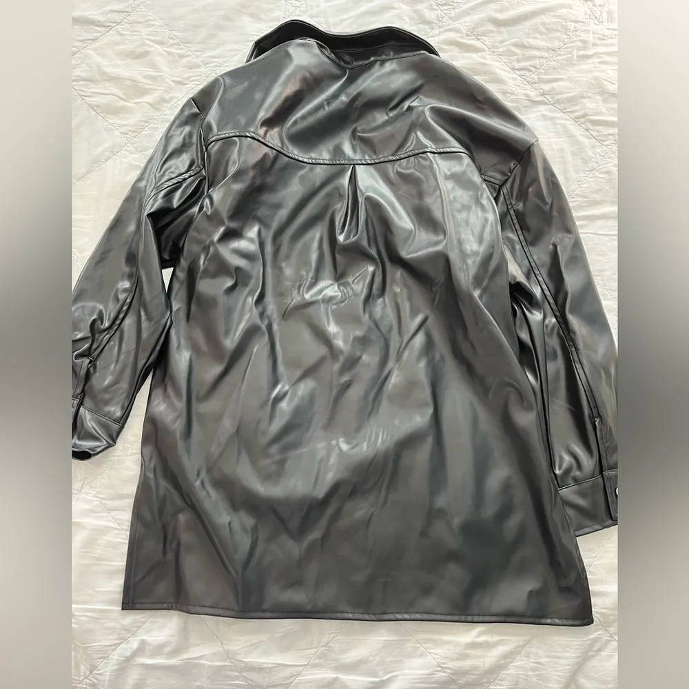 Black Faux Leather Shacket “shirt jacket” - Image 12