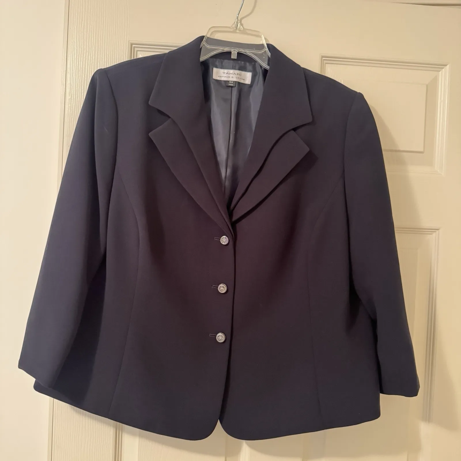 Tahari Black Blazer Women’s 16W Jacket Crepe Career Formal Office Business - Image 3