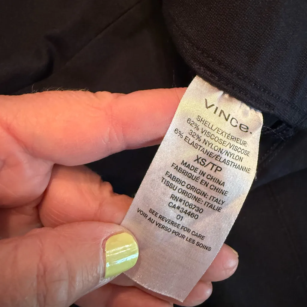 VINCE Navy Blue Ponte Knit Mid Rise Stretch Pants w/ Slit Ankle Sz XS - Image 7