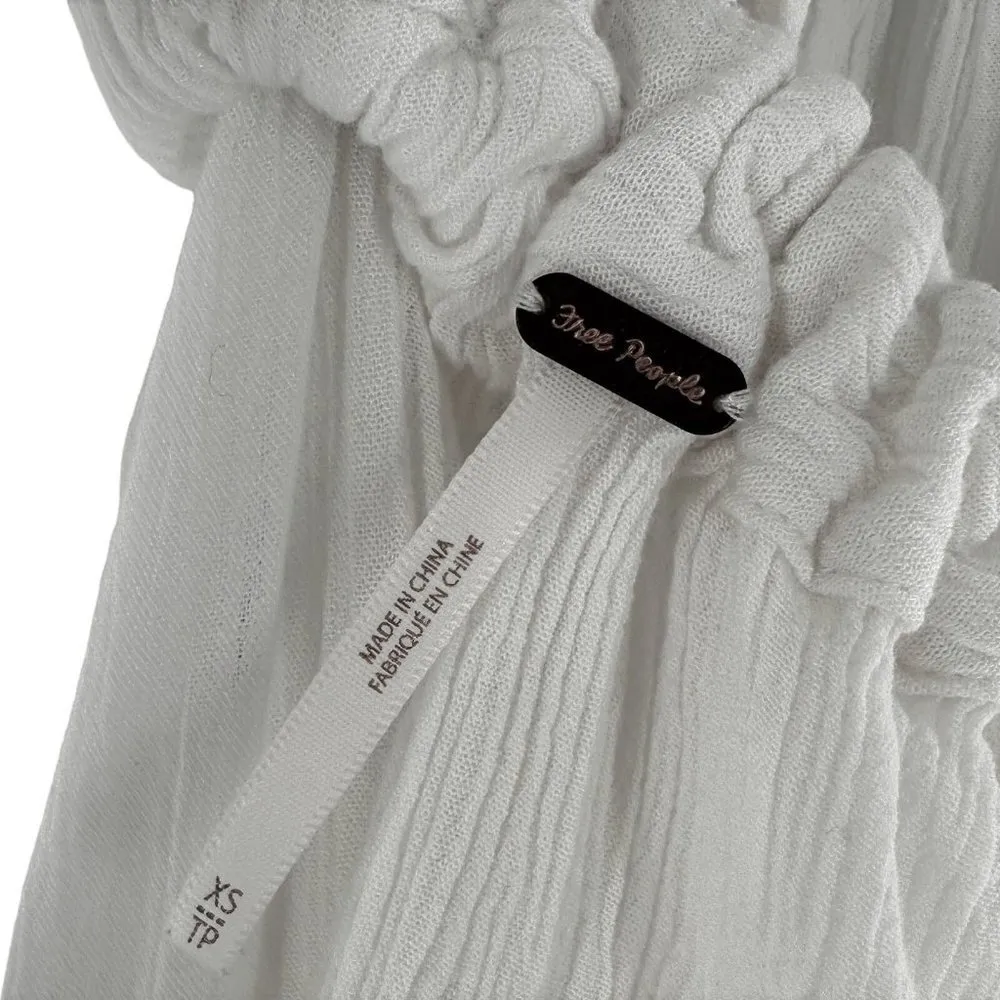 Free People White Gauze and Lace Open Back Halter Top Size XS - Image 6