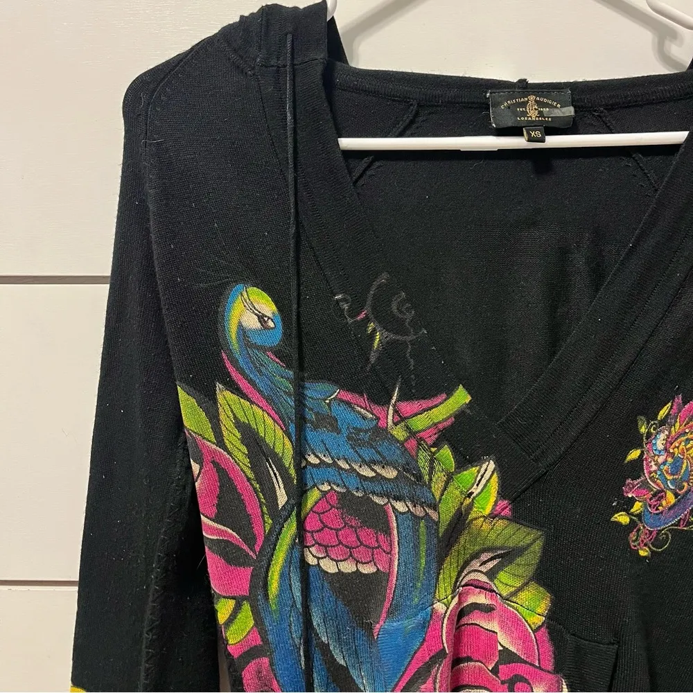 Vintage Christian Audigier Tattoo Pattern Sweatshirt Size XS - Image 4