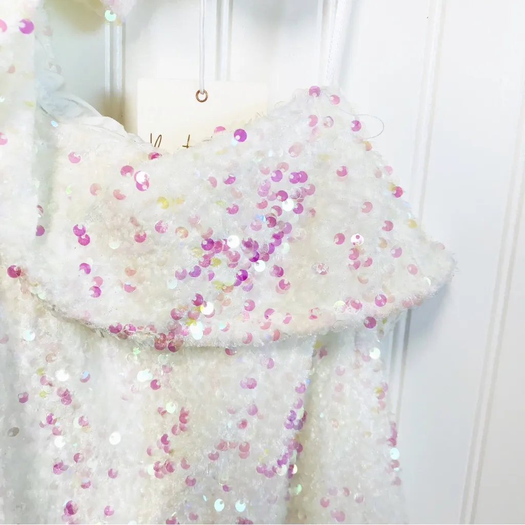 SHOW ME YOUR MUMU Zoey White‎ Sequin Cutout Mini Dress Iridescent XL X-Large New - Image 8