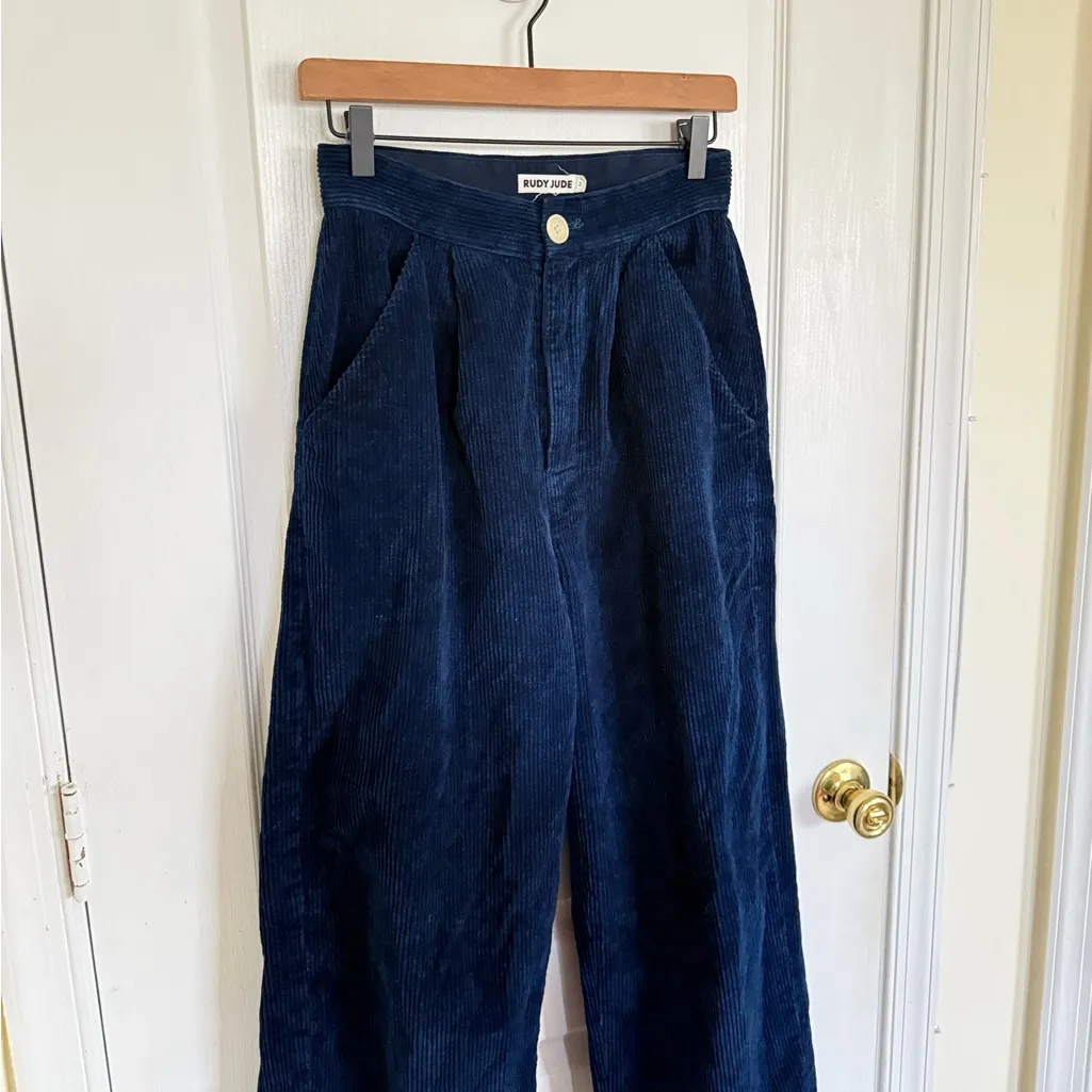 Rudy Jude Sal Wide Leg Navy Blue Corduroy Trousers size 2 - Image 5